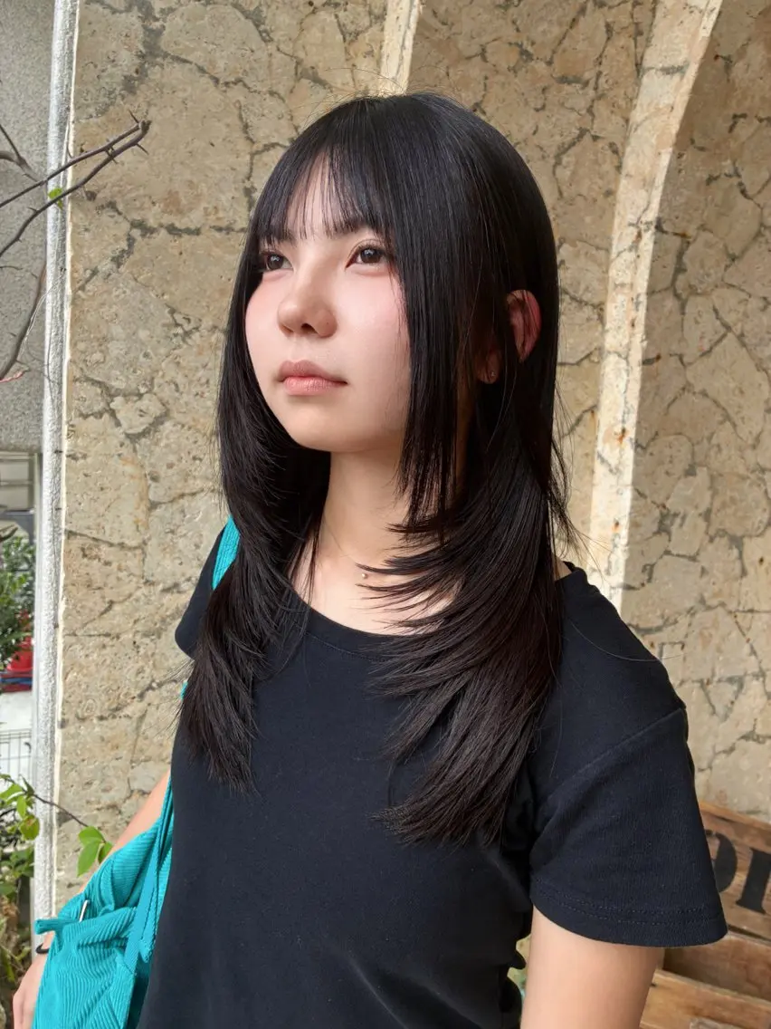 ロング ハイレイヤー 髪質改善 レイヤーカット 縮毛矯正 atelier es LINのヘアスタイル