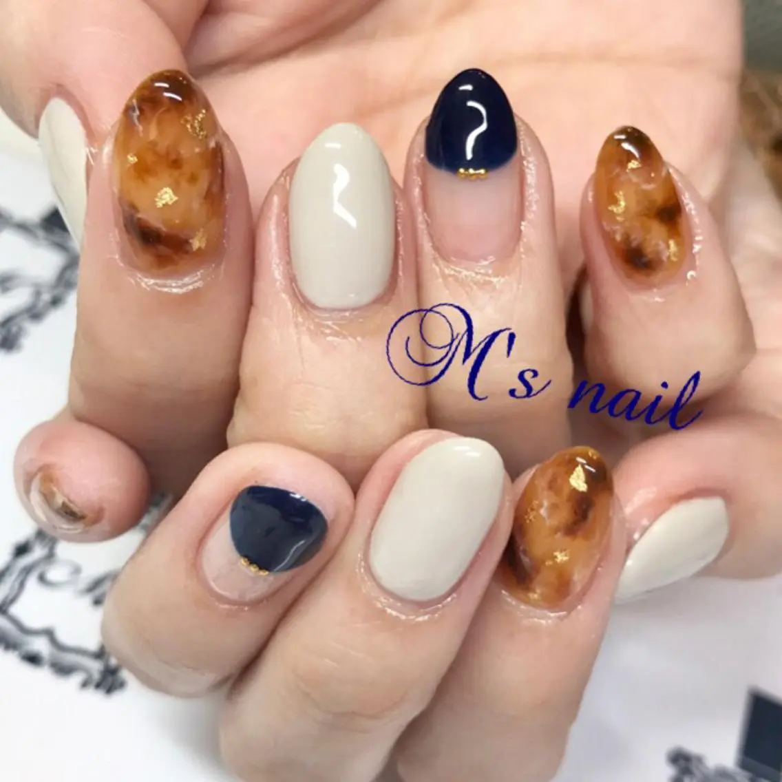 ネイル べっ甲ネイル M's nail ..高幡不動のネイルデザイン
