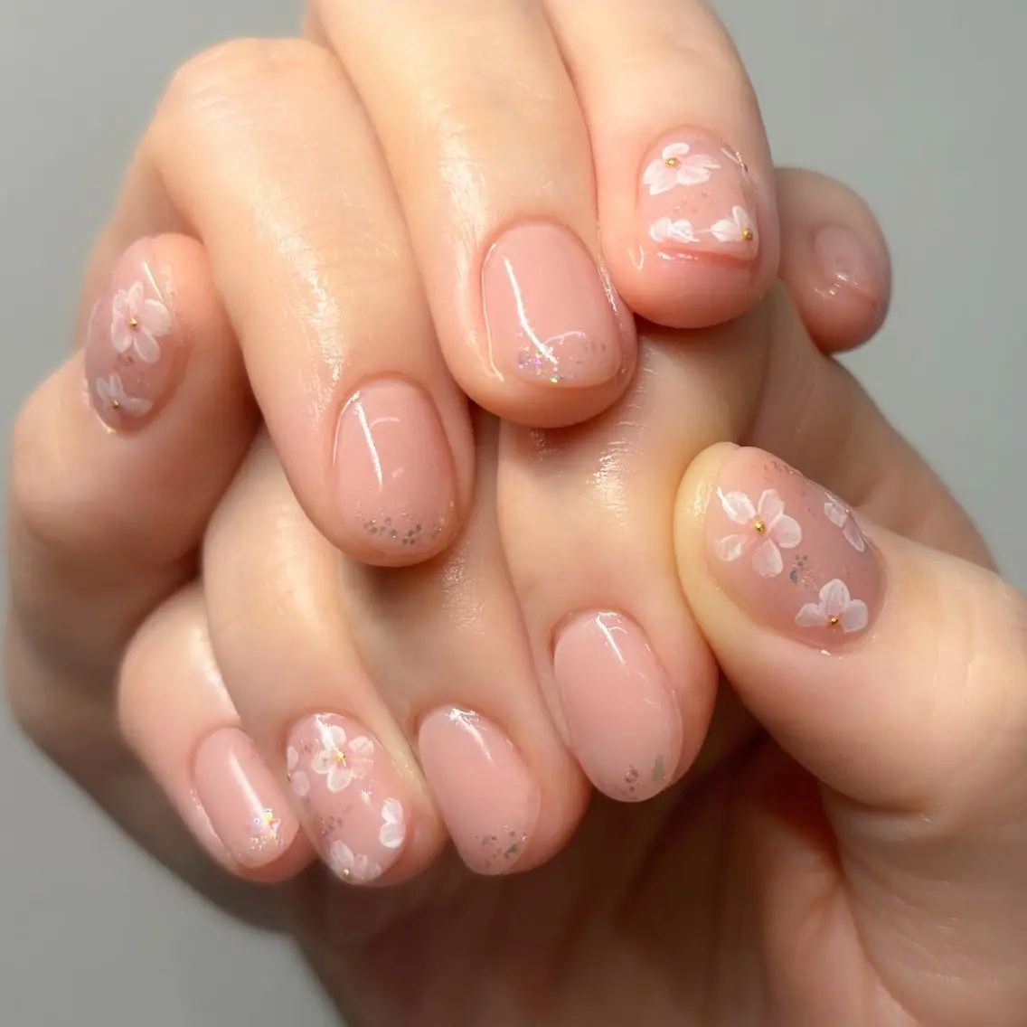 ネイル オーロラネイル 桜ネイル 入学式 フラワーネイル ジェルネイル ハンドネイル ネイルマム ジジのネイルデザイン