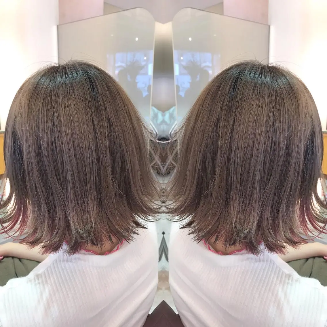 ショート カラー 切りっぱなしボブ ピンクカラー ボブ 青木 茂樹⭐️ 透明感カラーのヘアスタイル