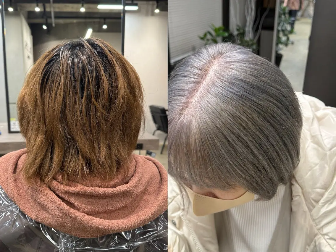 カラー ヘアカラー ルシ🎨/ハイトーン 個性派/グレージュのヘアスタイル