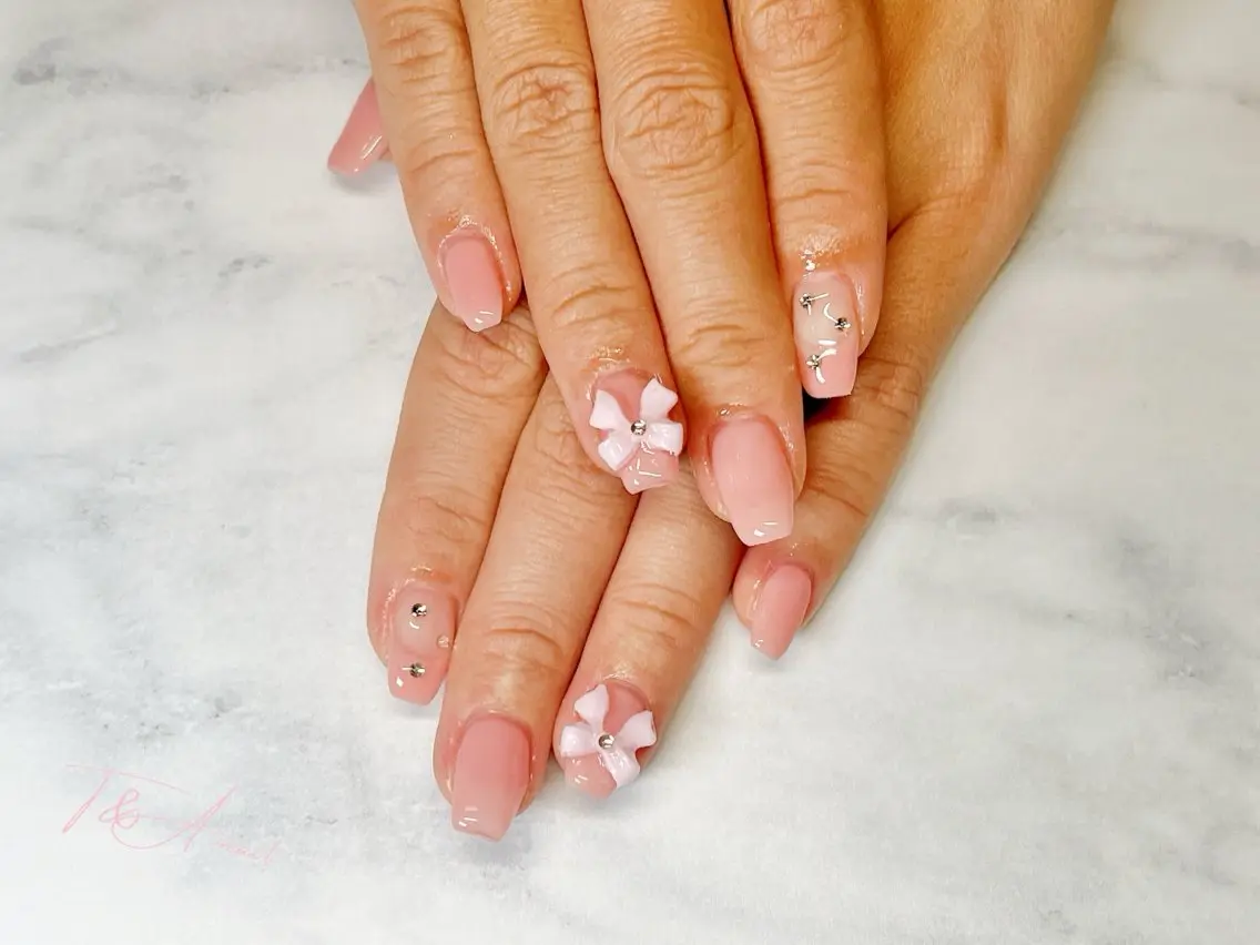 ネイル 長さ出し フレンチネイル ジェルネイル 韓国ネイル ピンク T&A nailのネイルデザイン