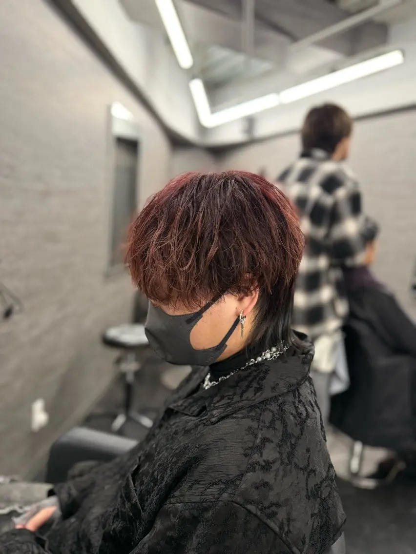 カラー メンズ メンズブリーチ ブリーチ ダブルカラー ブリーチなしカラー レッドカラー ヘアカラー デザインカラー/ メンズパーマ/齋藤翼のヘアスタイル