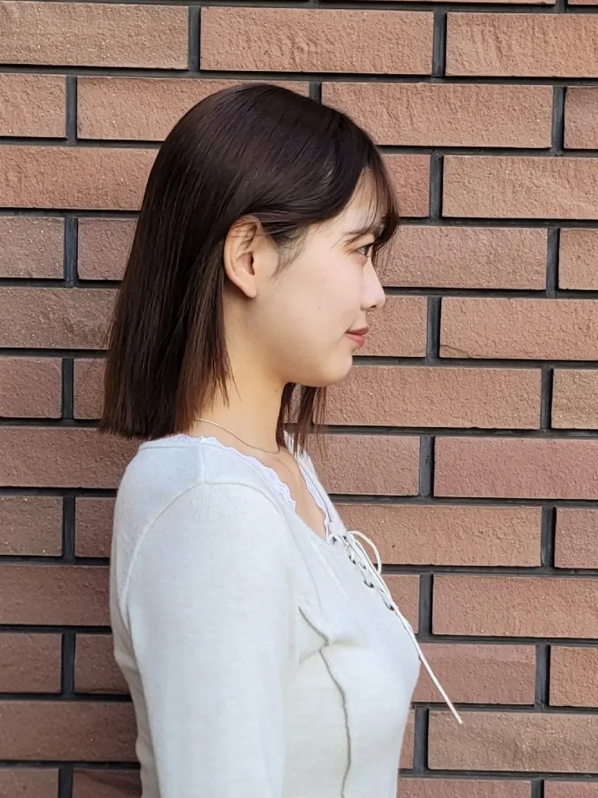 ミディアム 切りっぱなしボブ ボブ 高口 雅のヘアスタイル