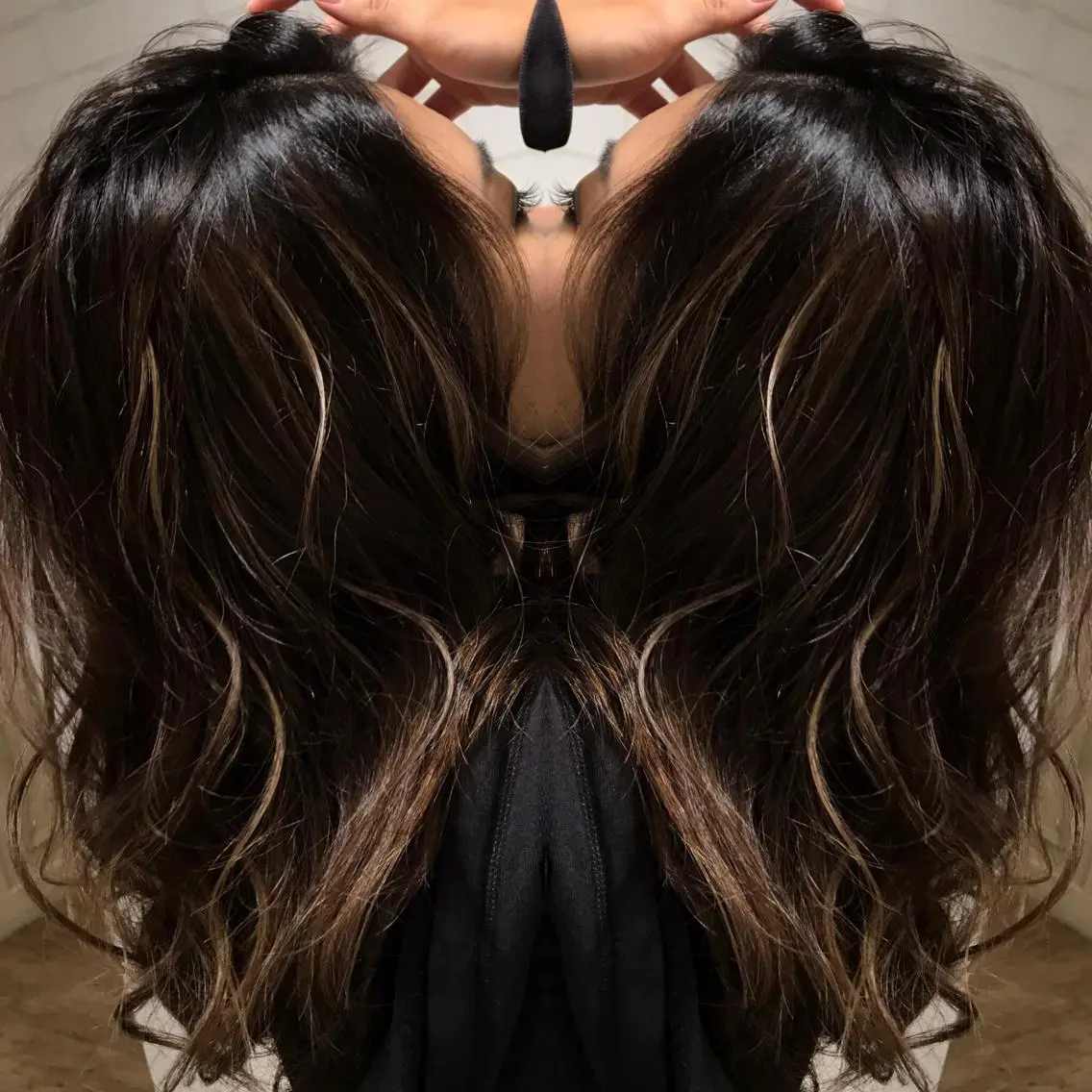 セミロング ハイライト Selene hair OSAKAのヘアスタイル