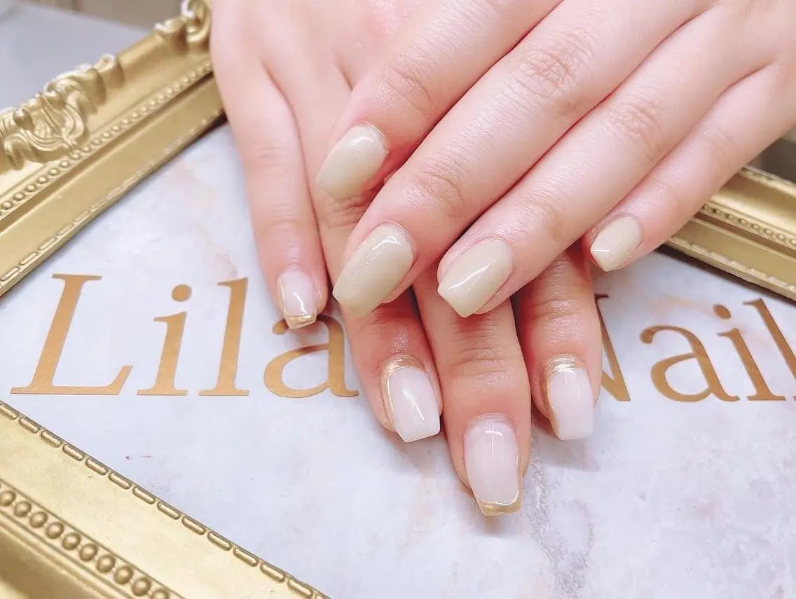 ネイル 入学式 ジェルネイル ゴールド 卒業式 ハードジェル Lilas Nailのネイルデザイン