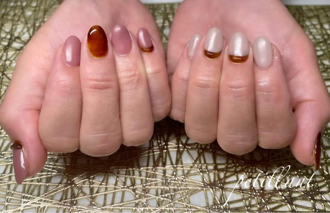 ネイル アートネイル マットネイル nail salon petillantのネイルデザイン