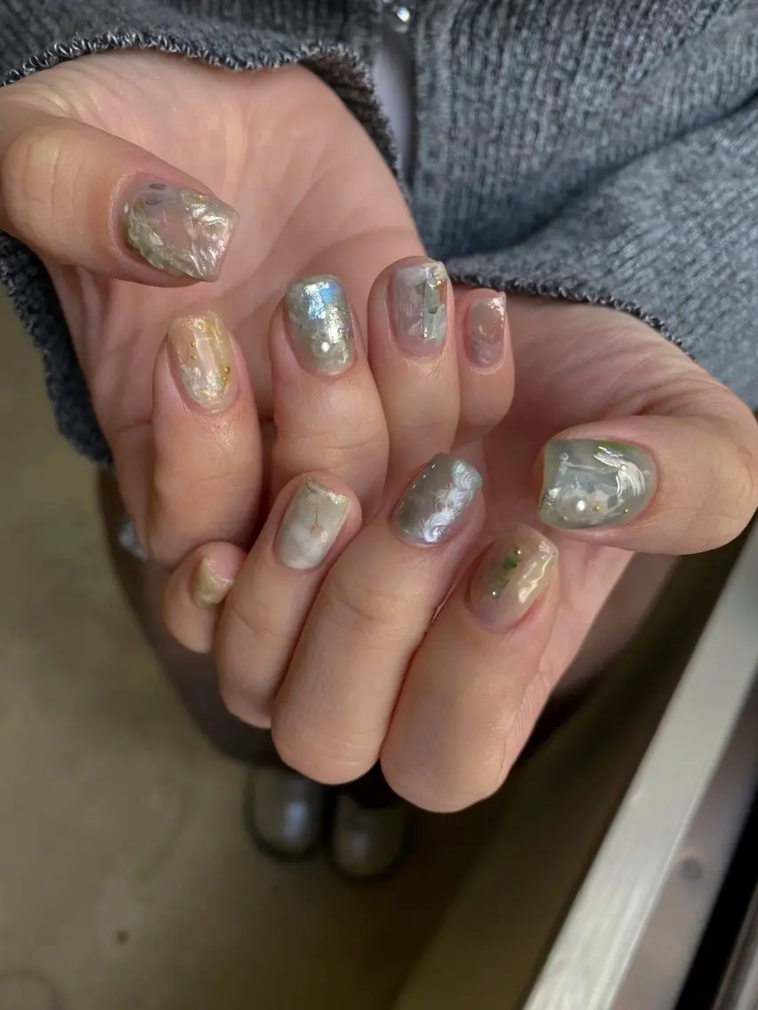 ネイル ジェルネイル マグネットネイル 持ち込み ニュアンスネイル ワンカラーネイル ハンドネイル 草加ニュアンスネイル 🌚hersのネイルデザイン