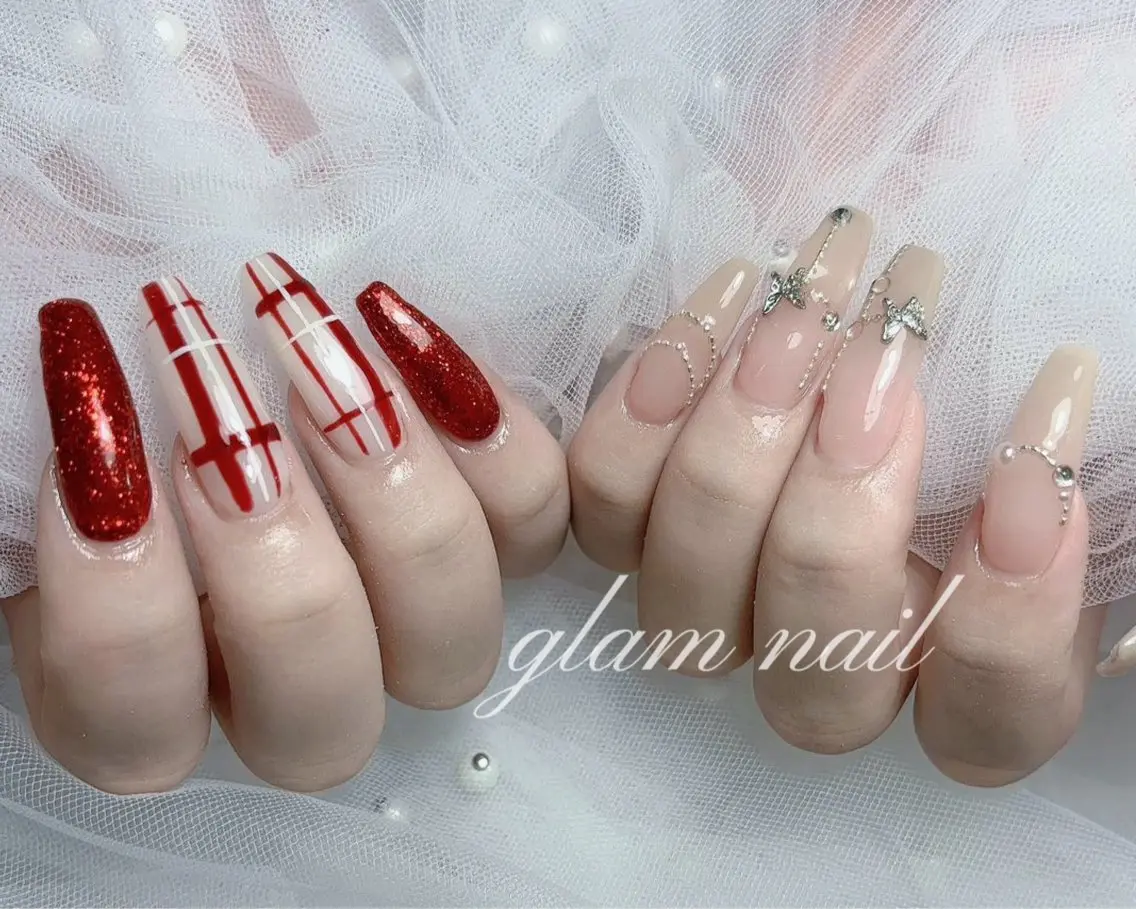 ネイル ハンドネイル エツメ💅 長さだし🎀デザインのネイルデザイン