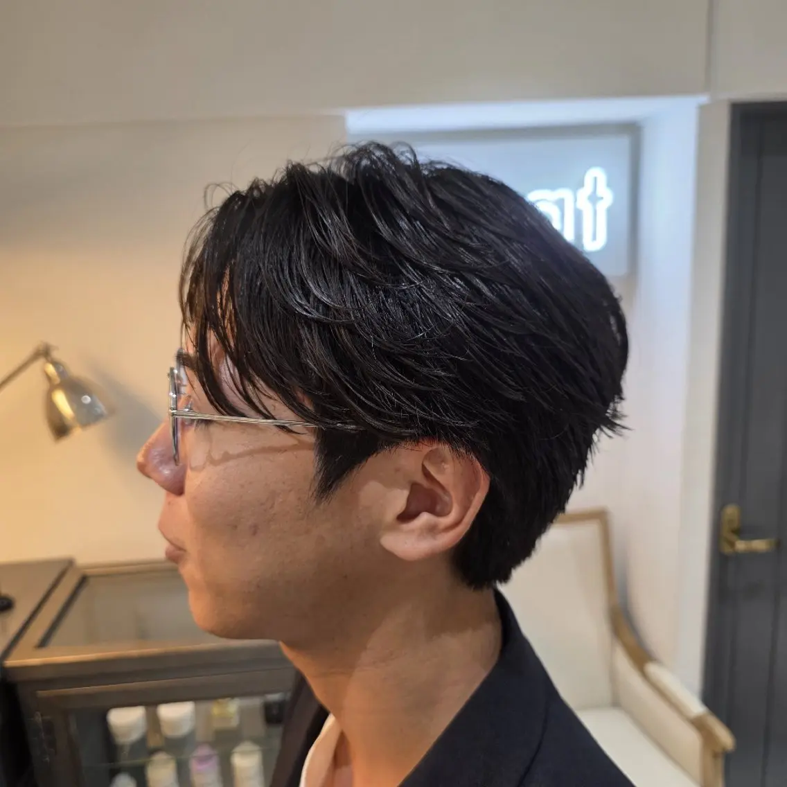 ミディアム メンズ パーマ ミディアムパーマ メンズパーマ ニュアンスパーマ カット パーマ RYU/毛流れパーマ /前髪立ち上げ⚡️のヘアスタイル