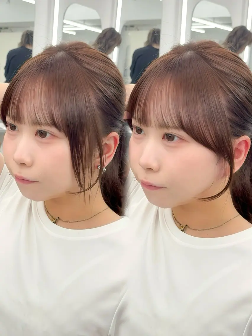 ロング カラー レイヤーカット 小顔カット カット ヘアカラー トリートメント 韓国ヘア/レイヤー/ 顔まわり足立遥奈のヘアスタイル
