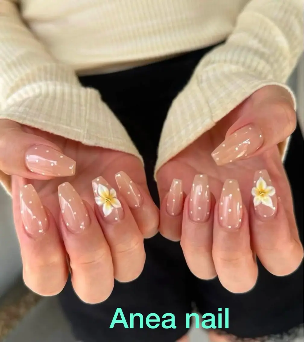 ネイル ドット フラワーネイル ガーリー 韓国ネイル ピンク Anea Nailのネイルデザイン