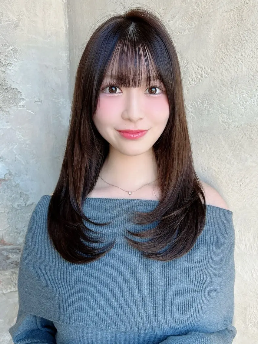 セミロング カラー パーマ カット ヘアカラー トリートメント 新宿✨顔周りカット 韓国ヘア/坂本亜裟海のヘアスタイル