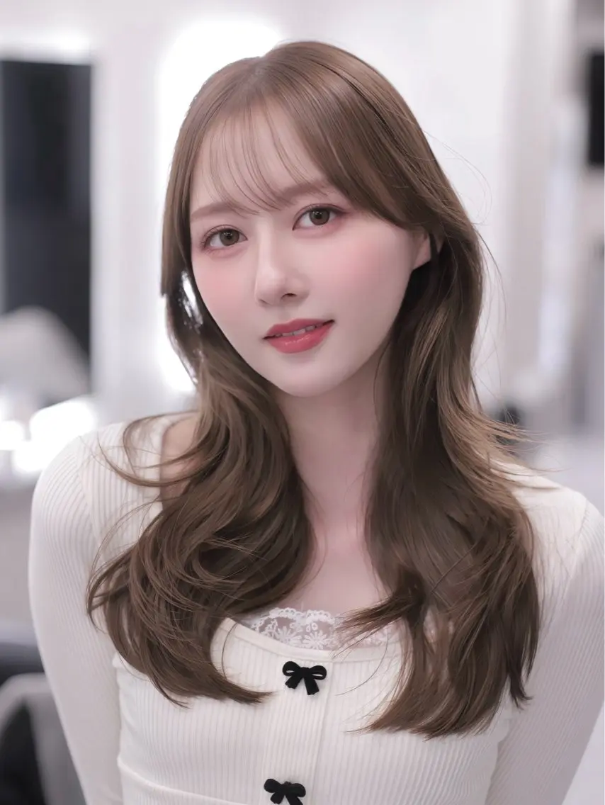 セミロング カラー 韓国風ヘア レイヤーカット カット ヘアカラー トリートメント 盛れる顔周りカット ♥️韓国ヘア"ちぇるのヘアスタイル