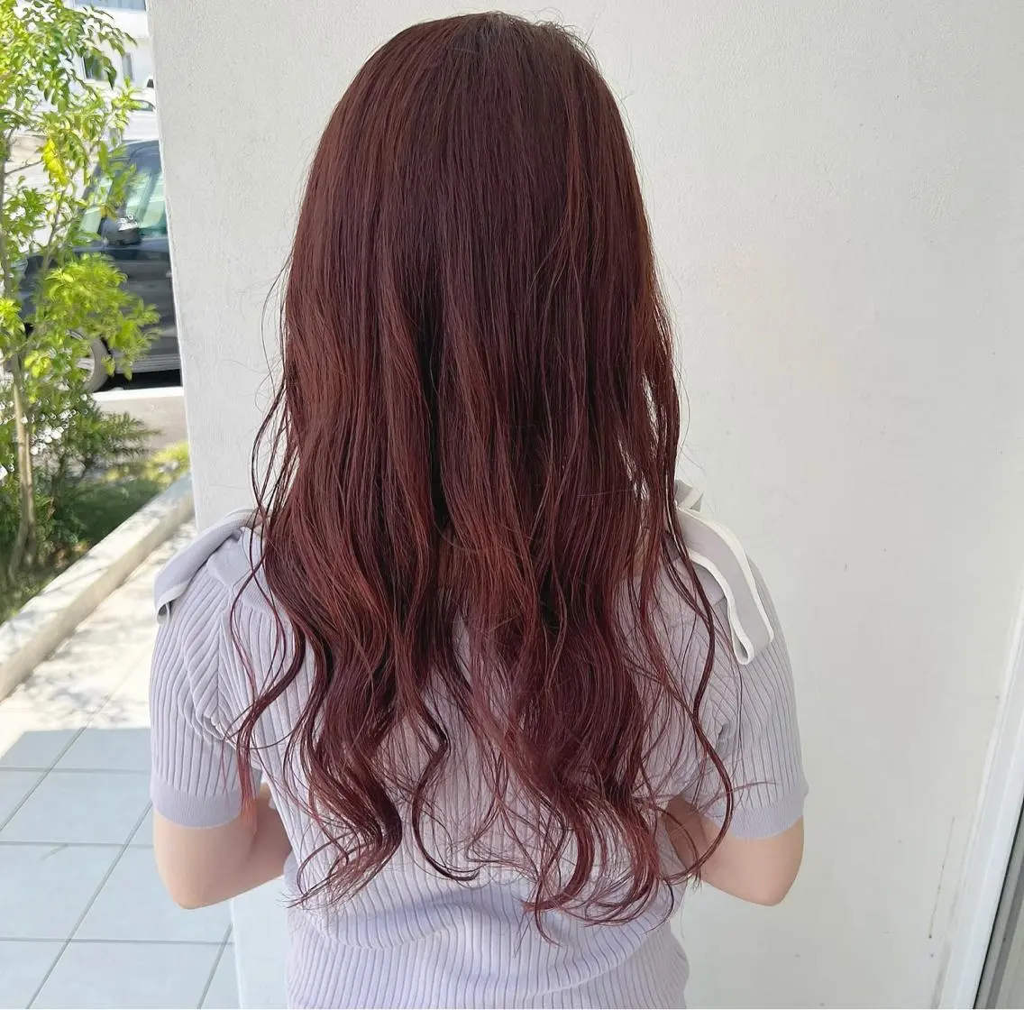 ロング ピンクブラウン 切りっぱなしボブ 👩🏼ミニボブのヘアスタイル
