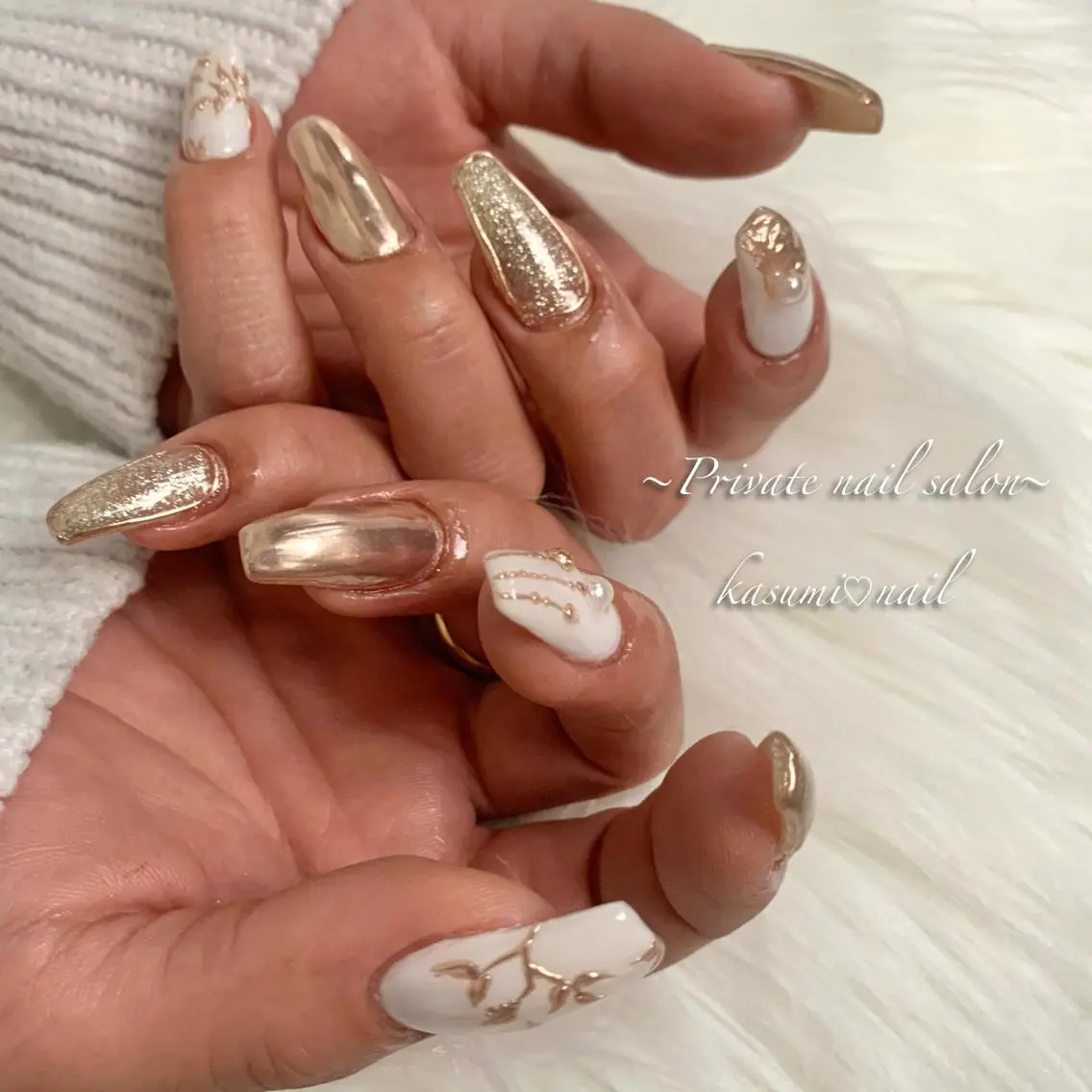 ネイル アートネイル ラメ(グリッター) マグネットネイル ミラーネイル 持ち込み KASUMI♡ Nailのネイルデザイン