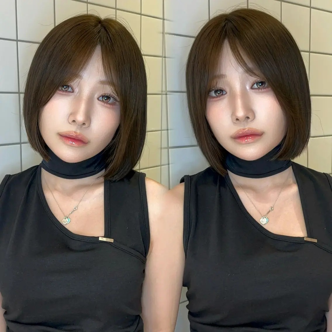 ミディアム カラー ヘアアレンジ ベージュカラー 透明感カラー ボブ 韓国風ヘア ワンホンヘア 韓国ヘア/ レイヤー/Rumiのヘアスタイル