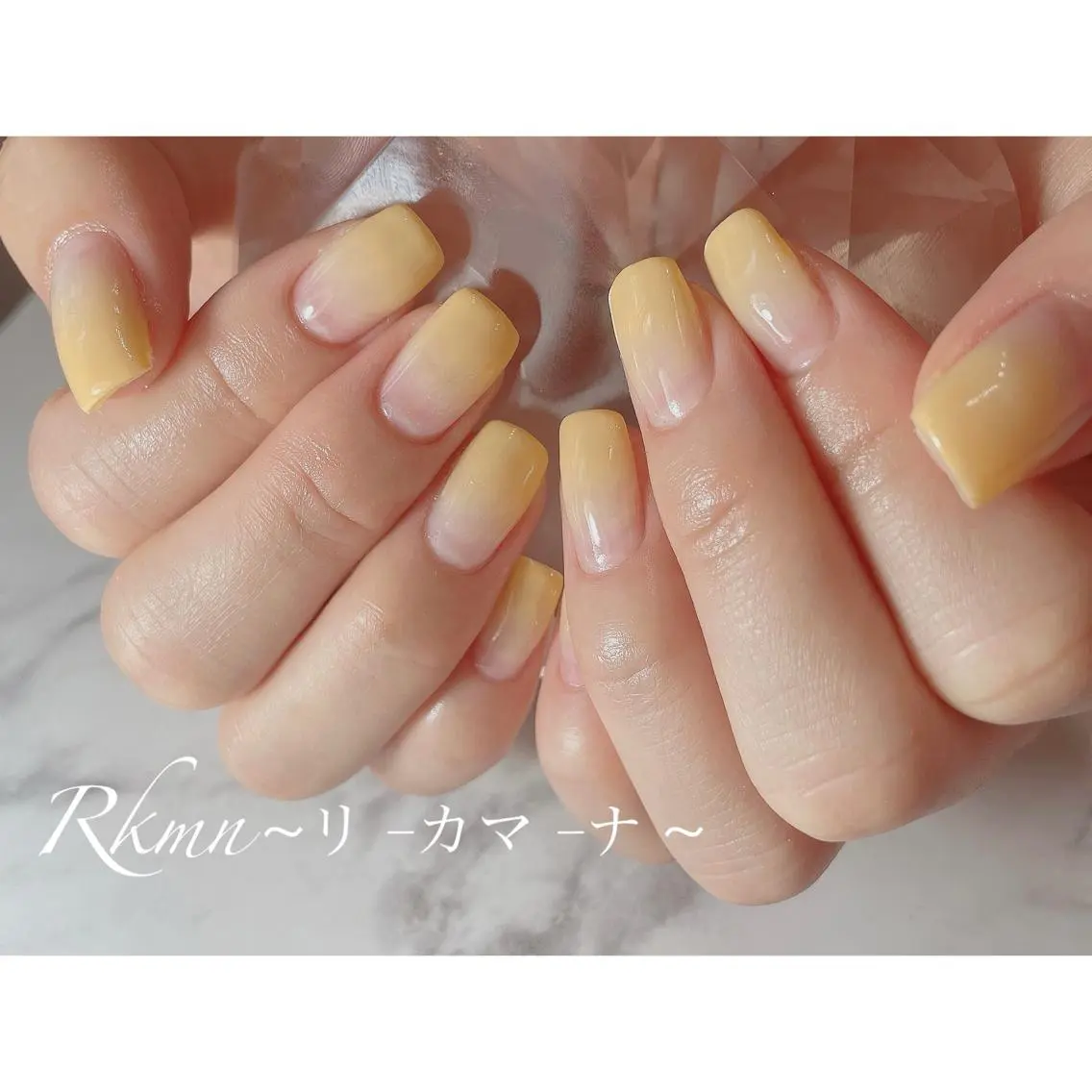 ネイル アートネイル グラデーション シンプルネイル 春ネイル スクエアネイル ハンドネイル フットネイル ハンドケア Rkmn ~リ-カマ-ナ~のネイルデザイン