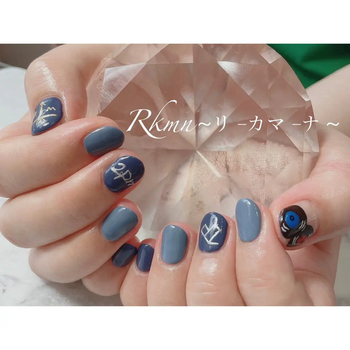 ネイル アートネイル ネイビー 春ネイル ハンドネイル フットネイル ハンドケア Rkmn ~リ-カマ-ナ~のネイルデザイン