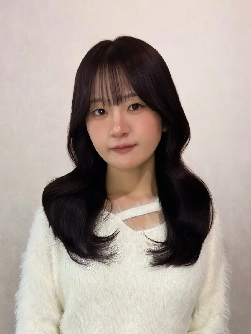 セミロング カラー ヘアアレンジ カット ヘアカラー トリートメント レイヤーカット×髪質 改善🇰🇷シオリのヘアスタイル