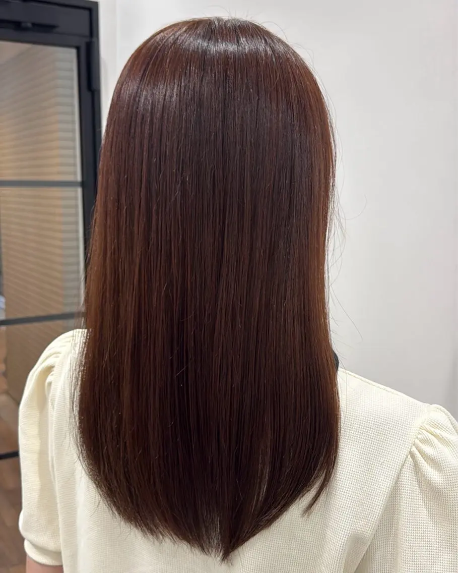 ロング カラー ブラウンカラー ピンクカラー ピンクブラウン カット ヘアカラー トリートメント ニシザカ マナのヘアスタイル
