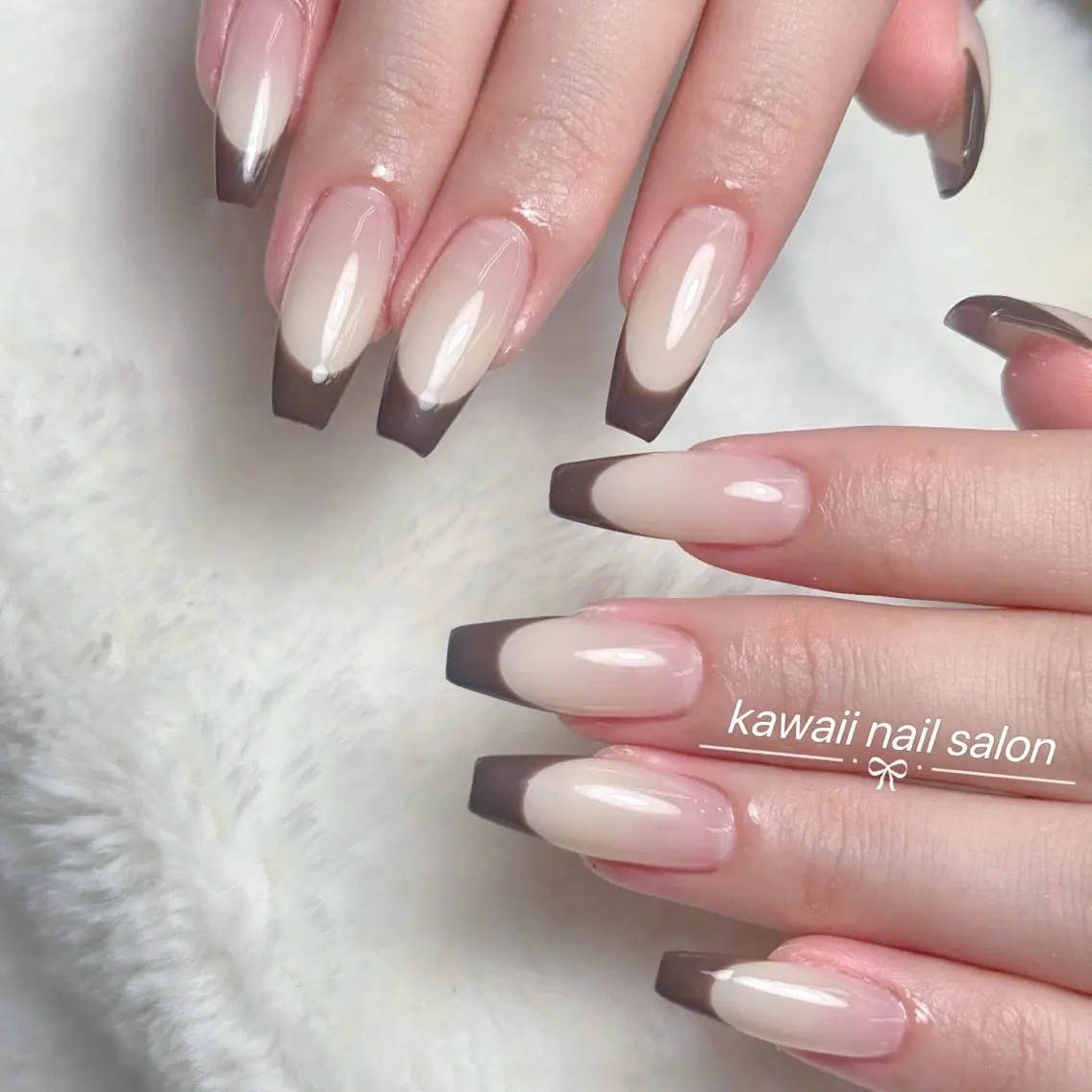 ネイル アニマル柄 長さ出し フレンチネイル グラデーション キラキラネイル Kawaii Nail Salonのネイルデザイン