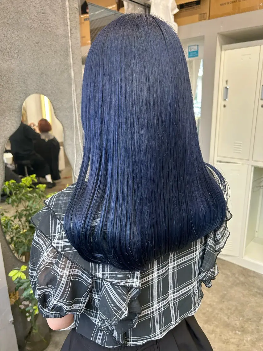 ロング カラー ブルーカラー ネイビーカラー kazuki iconのヘアスタイル