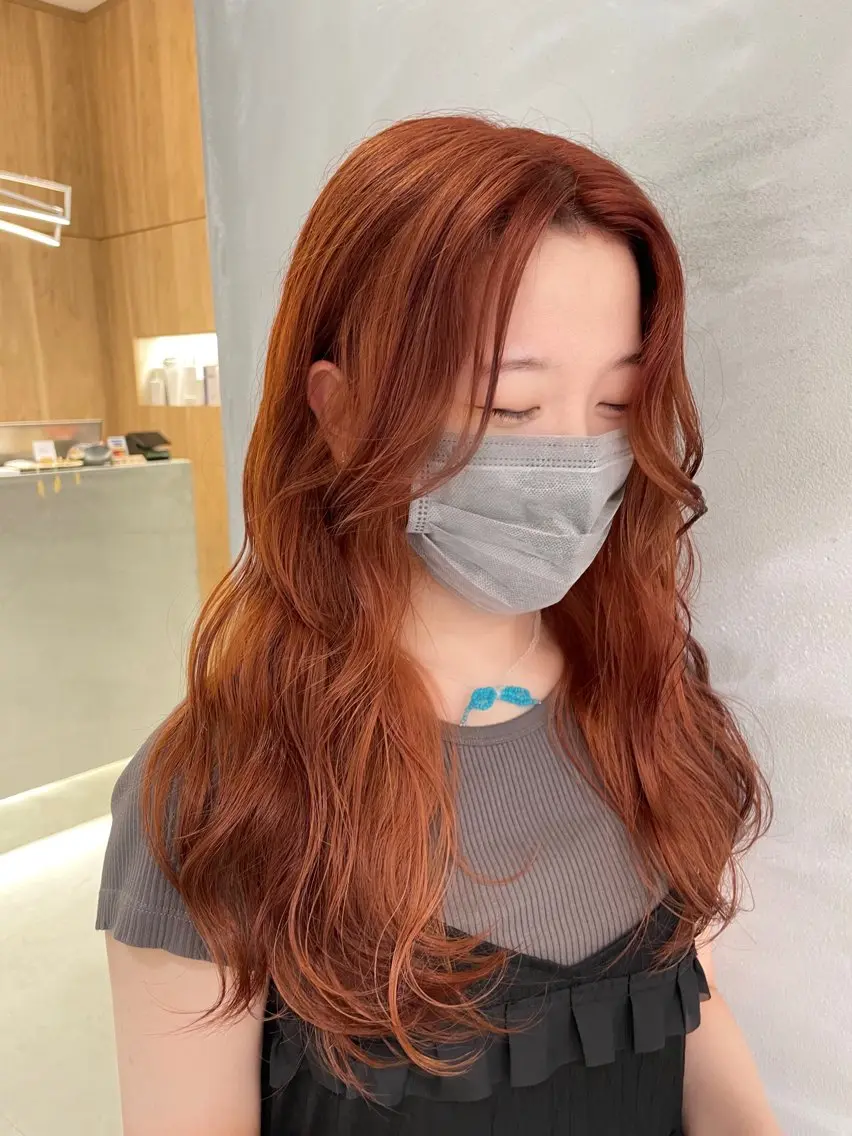 セミロング カラー ベージュカラー オレンジ オレンジベージュ ヘアカラー 半個室女性salon 🩰Natsumiのヘアスタイル