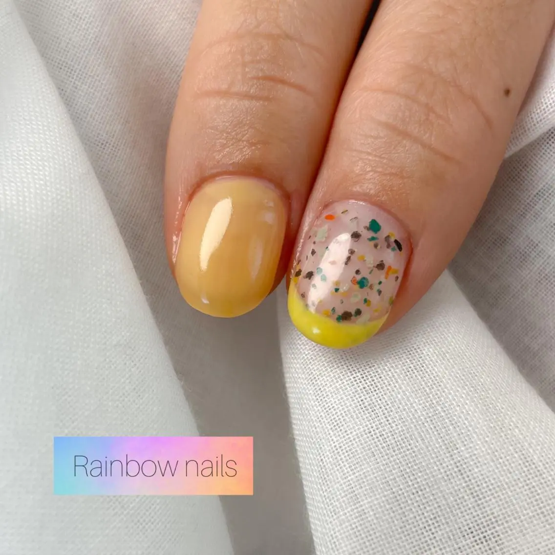 ネイル ハンドネイル Rainbow nailsくろちゃんのネイルデザイン