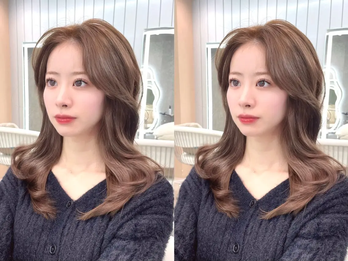 セミロング カラー 縮毛矯正ブリーチなし 🍒❤ゆうきのヘアスタイル
