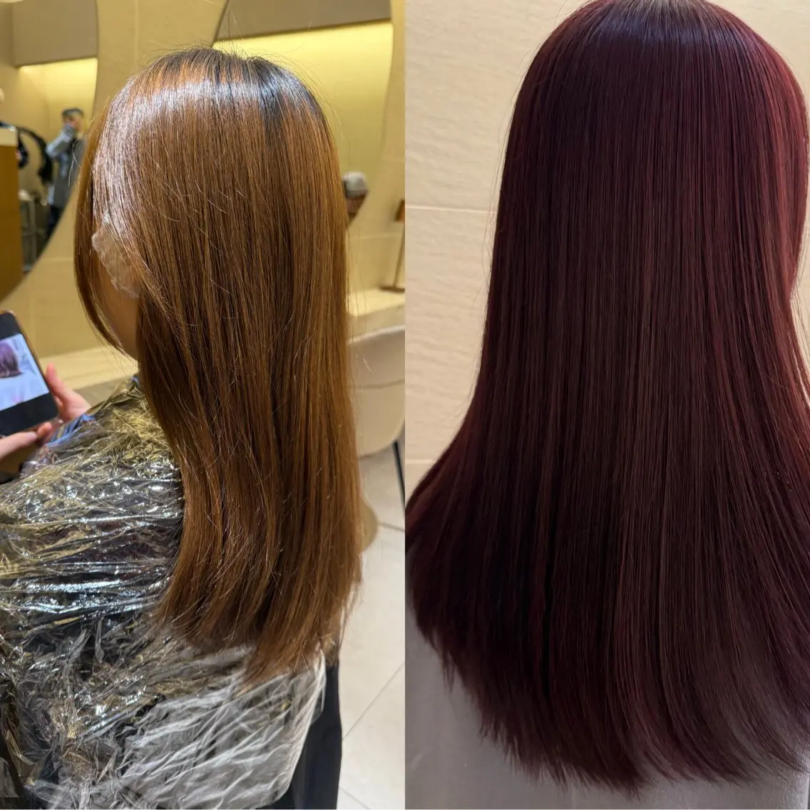 セミロング カラー 髪質改善 縮毛矯正 トリートメント 縮毛矯正 酸性ストレート/ ちさとのヘアスタイル