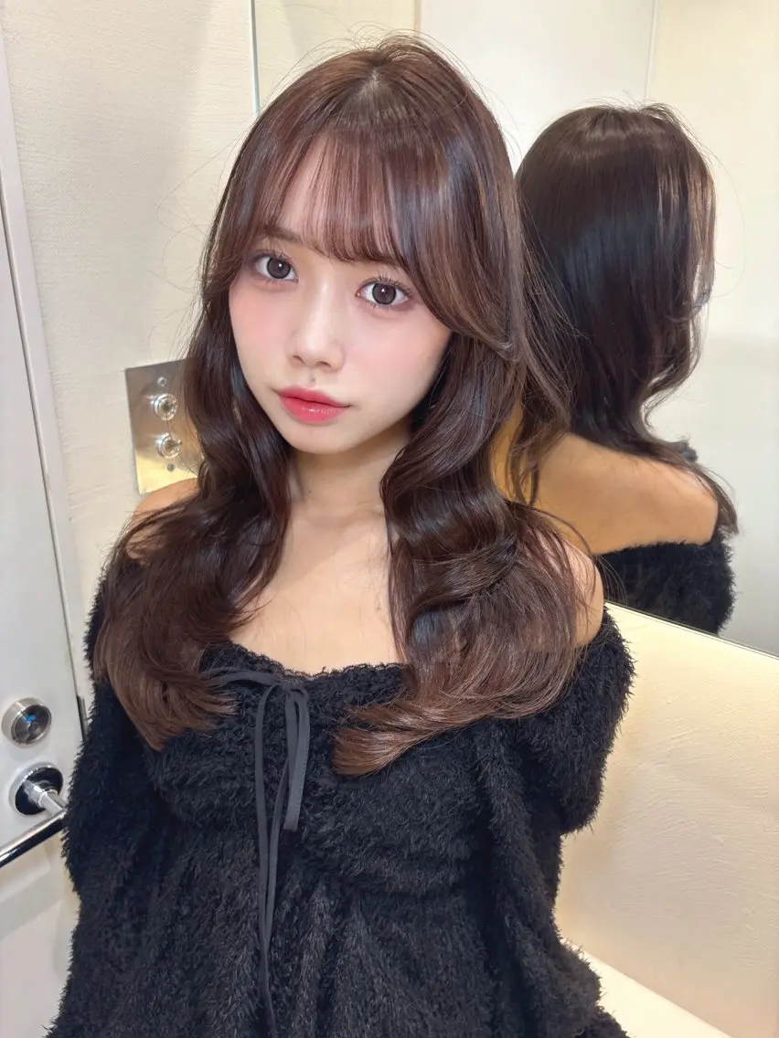 ロング カット ヘアカラー トリートメント 顔周り🇰🇷韓国 レイヤー/モエのヘアスタイル