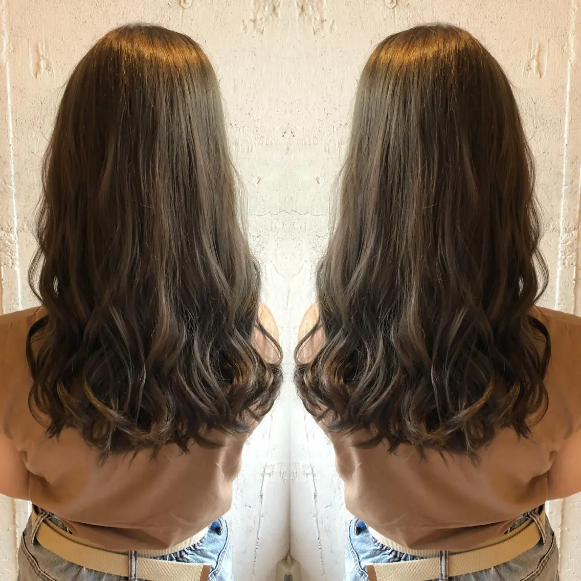 ロング アッシュ カット ヘアカラー トリートメント あらき ちさとのヘアスタイル