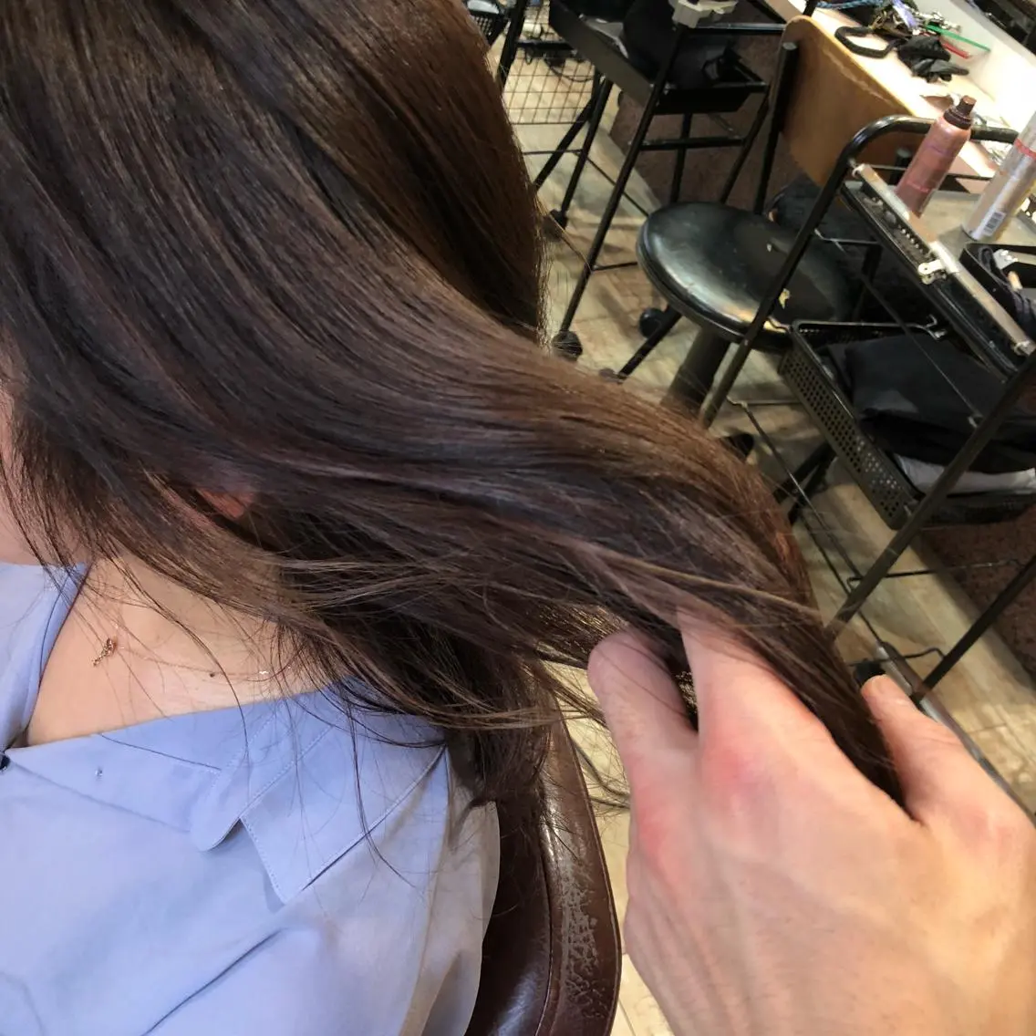 ロング カラー ハイライトカラー パープルカラー ハイライト 100%髪質改善特化 TRUNSのヘアスタイル