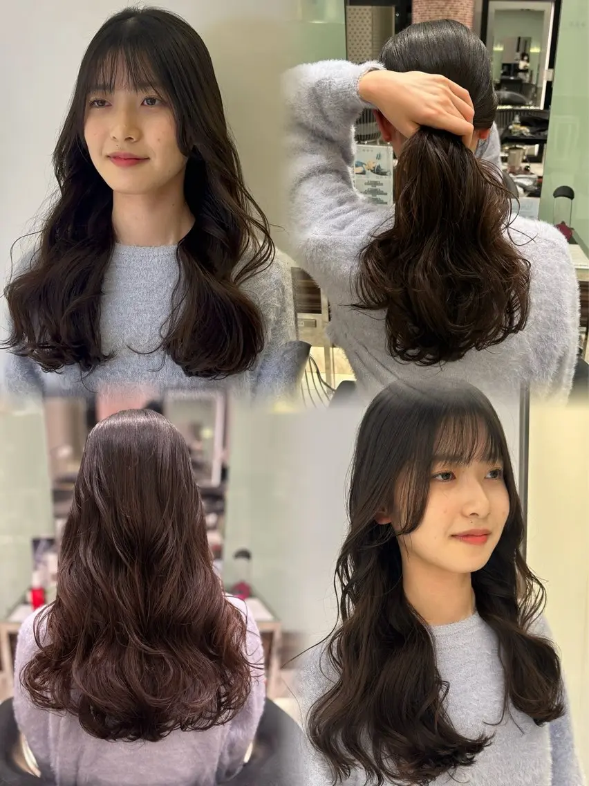 セミロング パーマ カット パーマ 韓国っぽ透け感カラー マンツーマン🫧なおのヘアスタイル