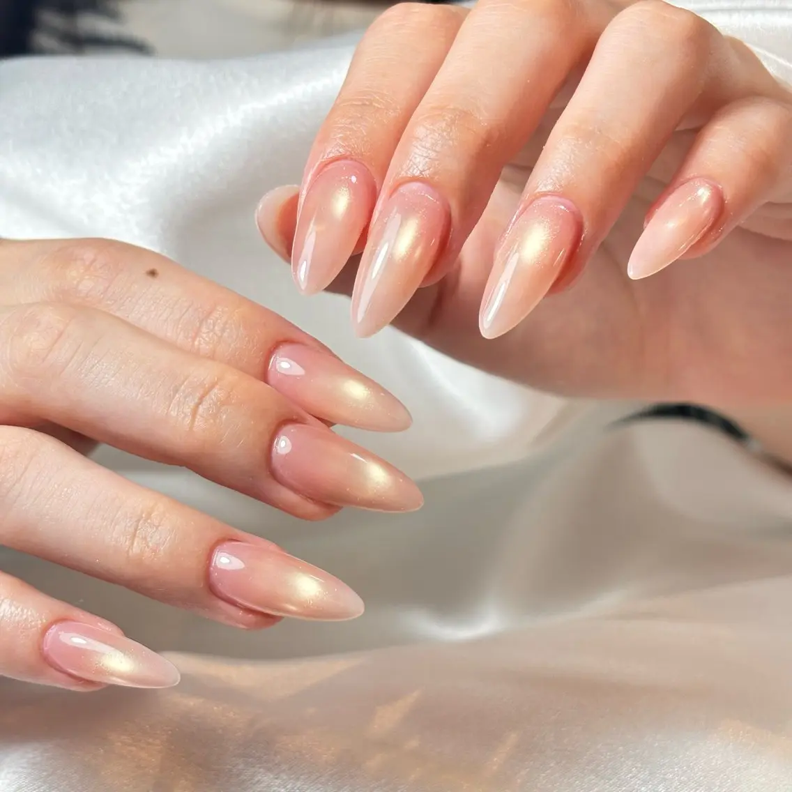 ネイル 桜ネイル 長さ出し フレンチネイル 韓国ネイル マグネットネイル ハンドネイル Kiwami nailsalonのネイルデザイン