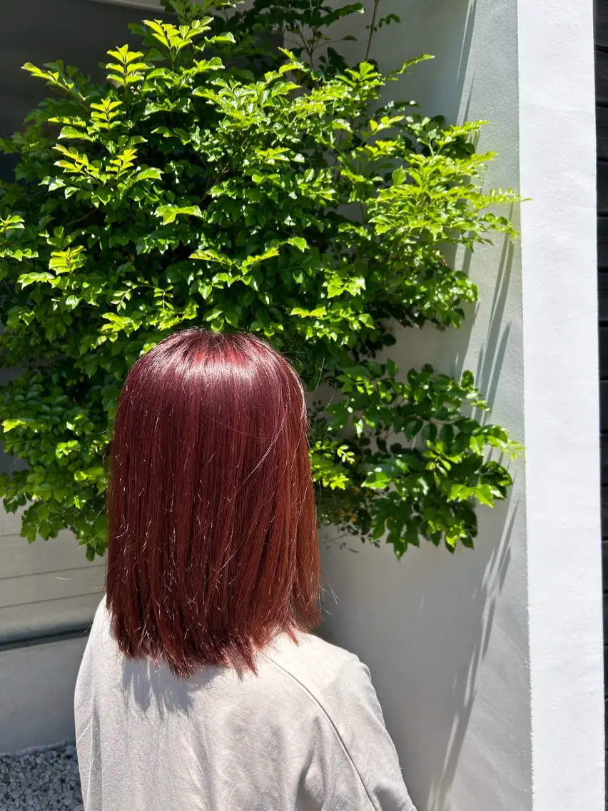カラー レッドカラー 福井 愛瑠のヘアスタイル