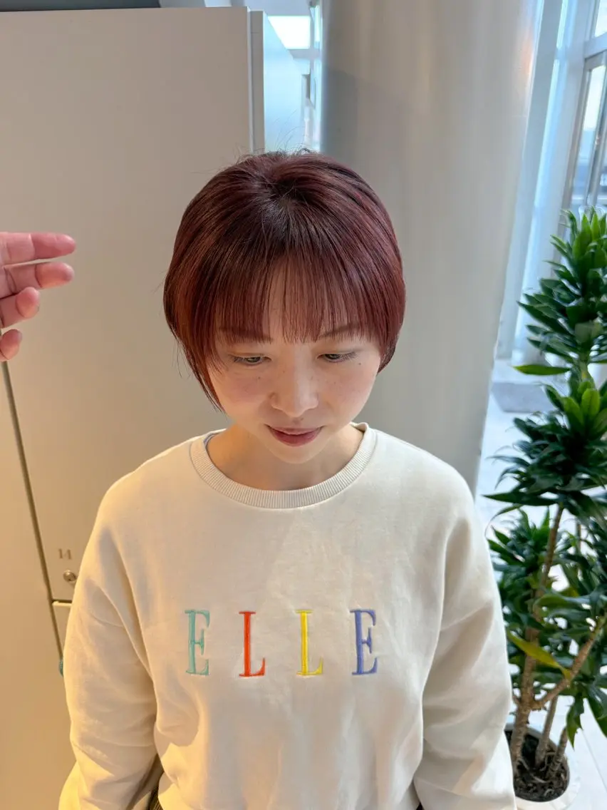 ショート カラー 顔周りカット ショートヘア 石原圭悟 /ショート/艶カラーのヘアスタイル