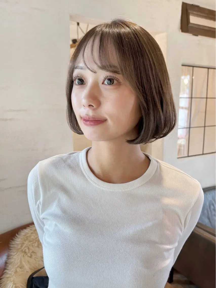 ショート ボブ カット ヘアカラー トリートメント 艶感ベージュが得意♡ 田島千愛のヘアスタイル