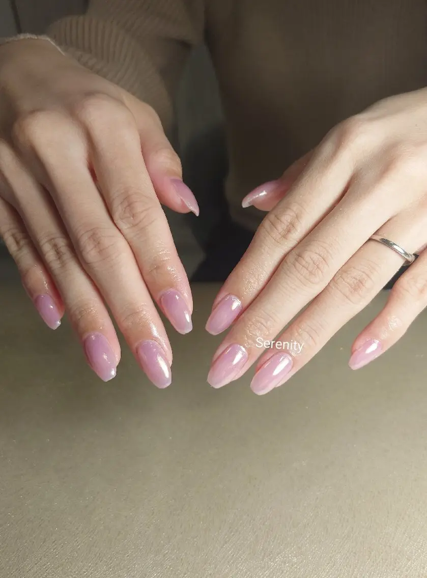 ネイル ゴールド ワンカラーネイル ピンク シンプルネイル ハンドネイル nail  serenityのネイルデザイン