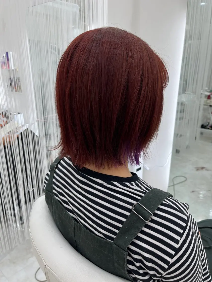 ミディアム カラー ブリーチ バイオレットカラー ヘアカラー 山森 大地のヘアスタイル