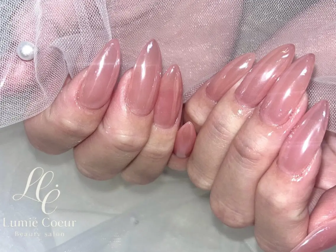 ネイル ミラーネイル ワンカラーネイル ハンドネイル LumiéCoeur Nanaeのネイルデザイン