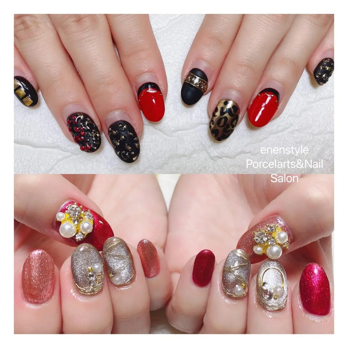 ミディアム ネイル ハンドネイル 🐾enen style 🐾のネイルデザイン