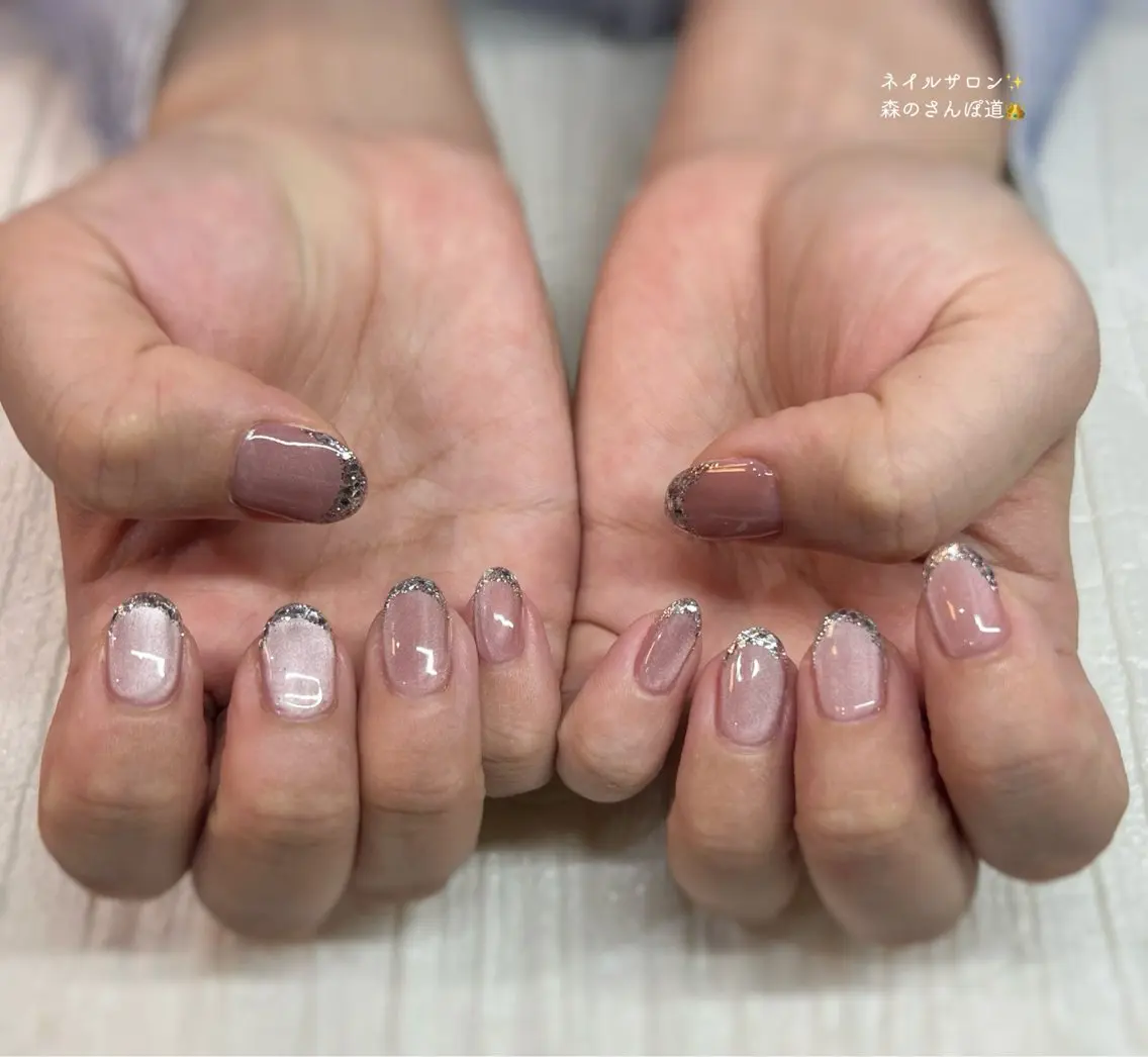 ネイル ハンドネイル ショートネイル 森のさんぽ道のネイルデザイン