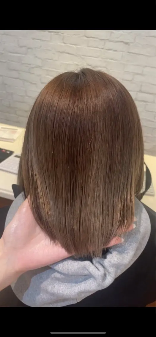 ミディアム カラー ベージュカラー ボブ カット ヘアカラー トリートメント ご新規様限定 透明感カラーKANAのヘアスタイル