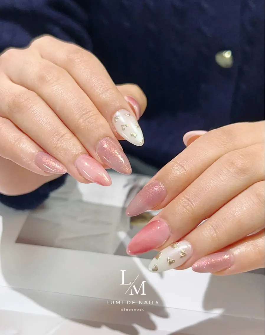 ネイル アートネイル フレンチネイル グラデーション 韓国ネイル ラメ(グリッター) ハンドネイル Lumi de nailsのネイルデザイン