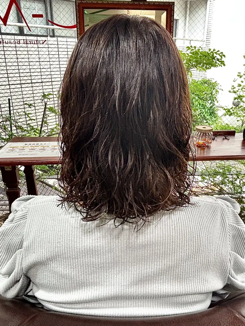 ミディアム カット パーマ トリートメント . kanokoのヘアスタイル