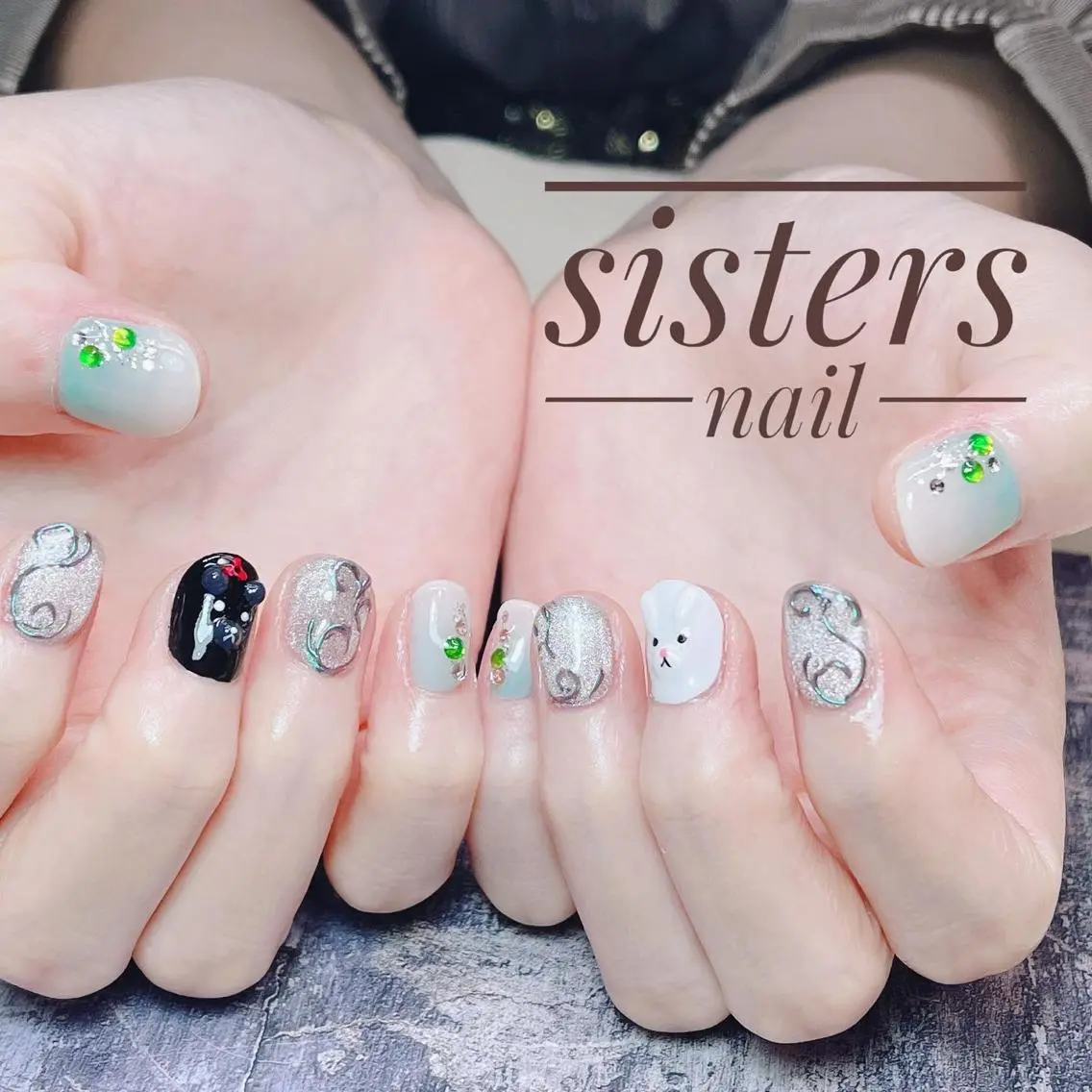 ネイル アニマル柄 アートネイル グリーン 夏ネイル sisters nail.fのネイルデザイン