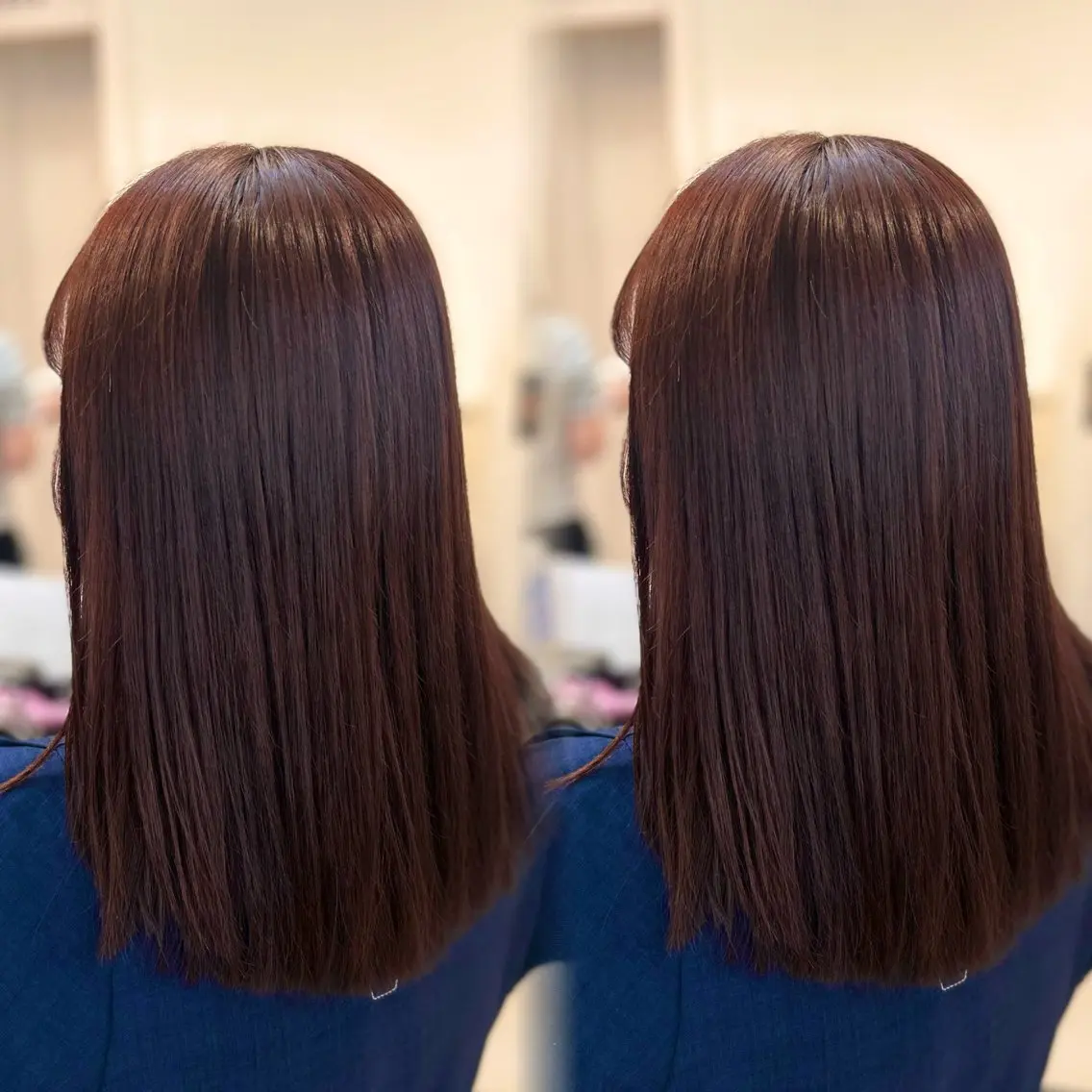 セミロング ヘアカラー 🩶【巻ける縮毛 矯正】🩶蘭のマツエク・マツパデザイン
