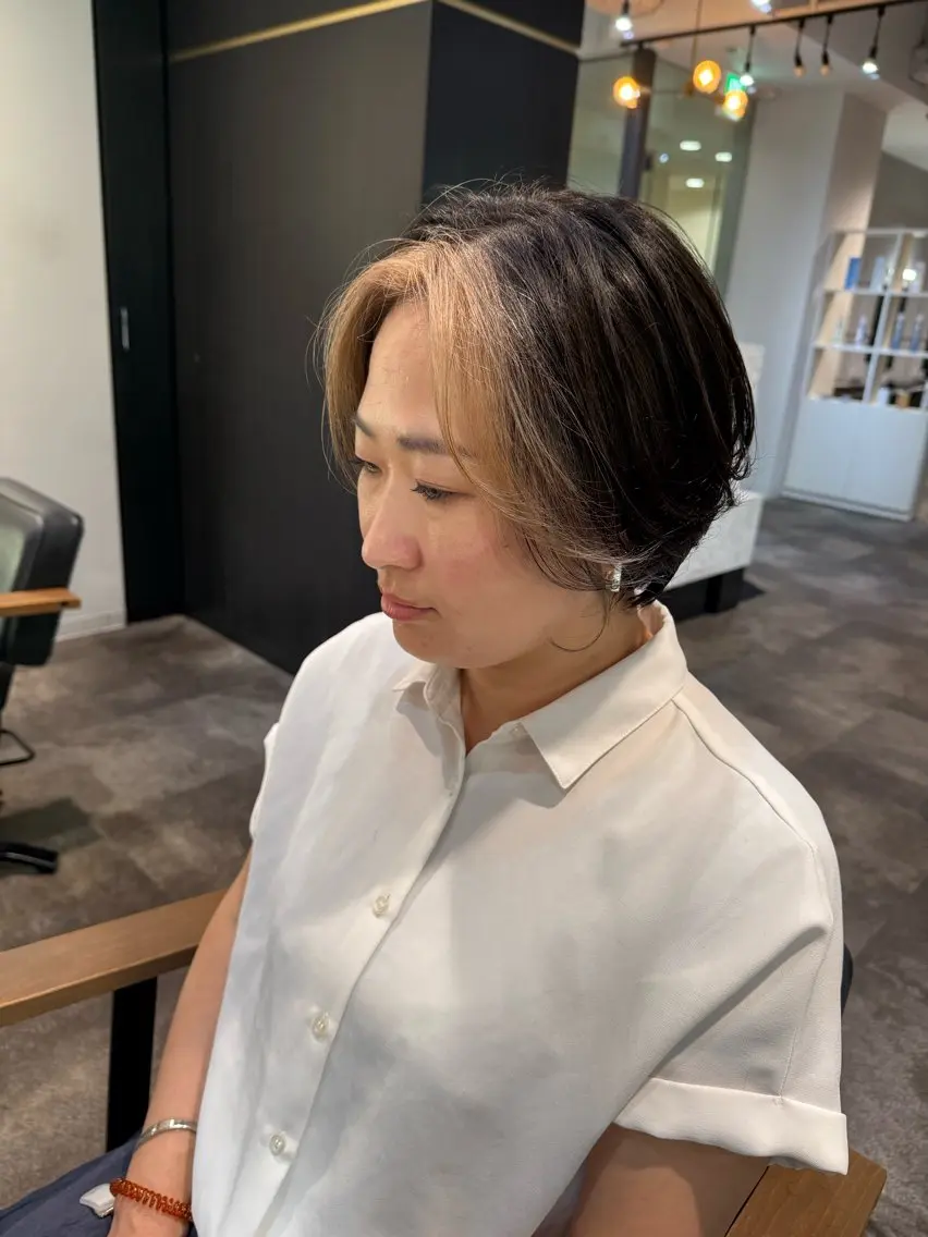 ショート カラー ミストバング  フェイスフレーミング 顔周りカット ショートヘア 穐田 航のヘアスタイル
